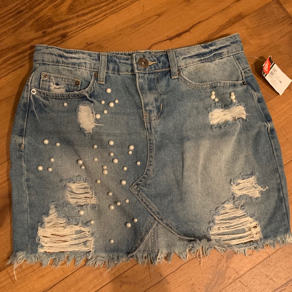 Pearl studded Jean skirt